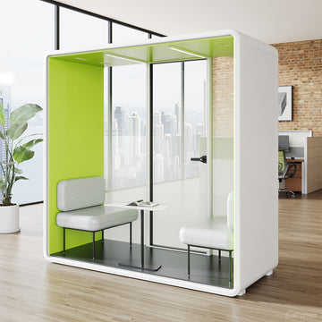 2-Person Office Acoustic Booth with Frosted Glass, Fan, Outlet & Seating product photo 9
