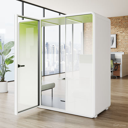 2-Person Office Acoustic Booth with Frosted Glass, Fan, Outlet & Seating product photo 7