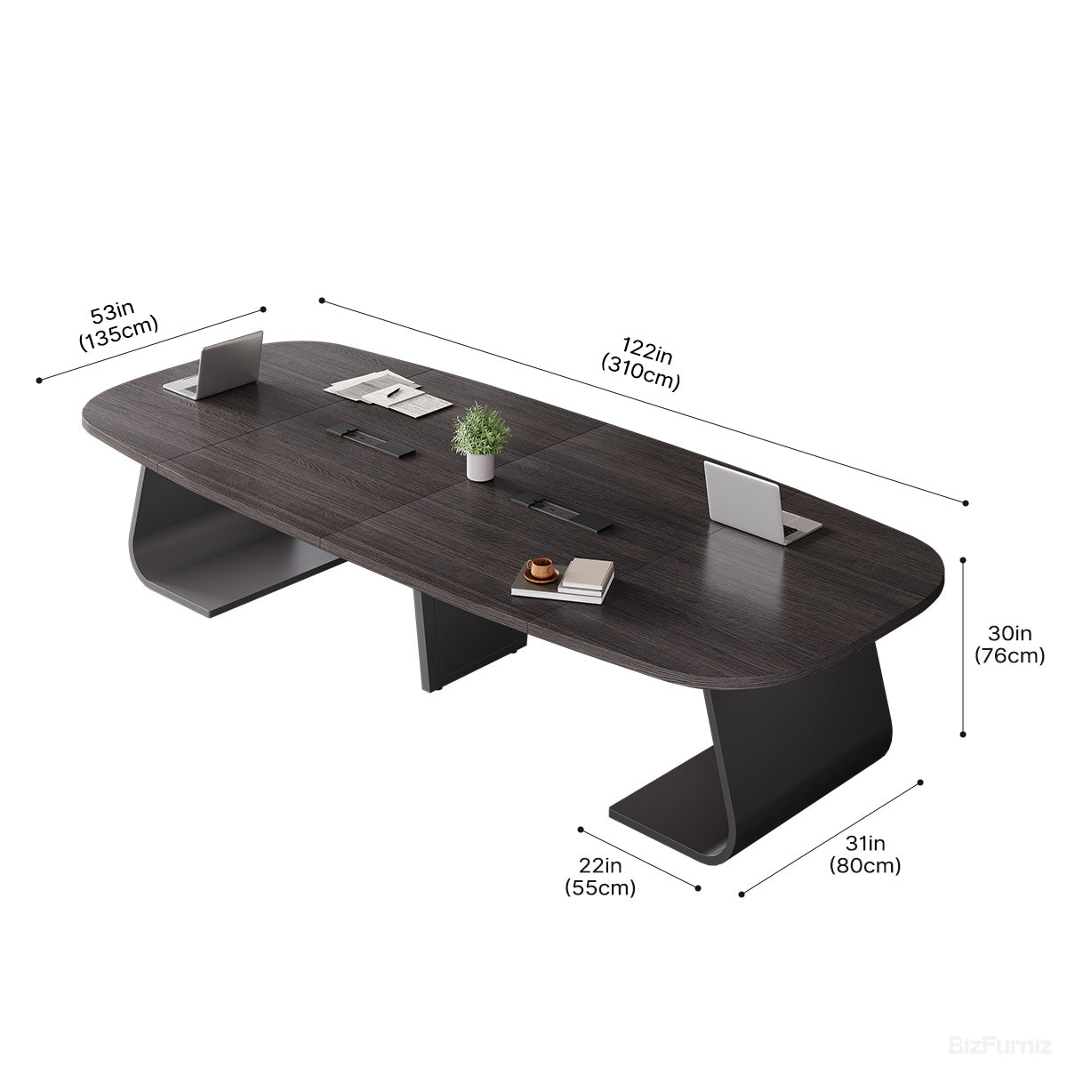 Dimension of a Black Oval Conference Table