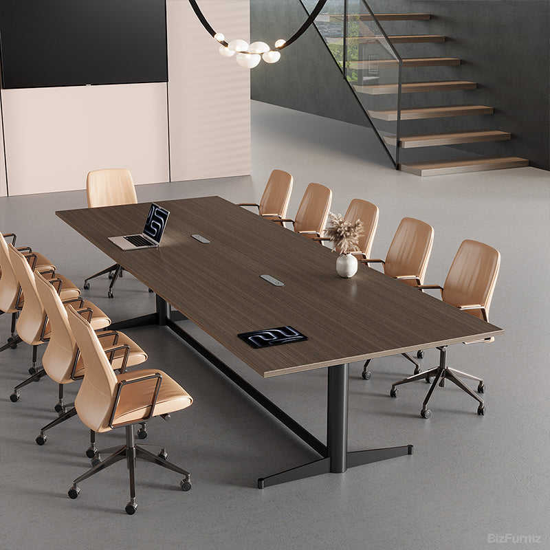 Extended 118-inch Conference Table with Integrated Power Outlet Box for Seamless Team for modern office workspace