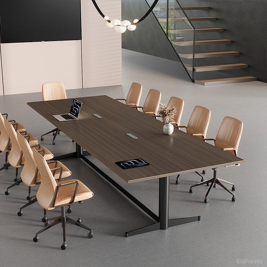 Extended 118-inch Conference Table with Integrated Power Outlet Box for Seamless Team Collaboration
