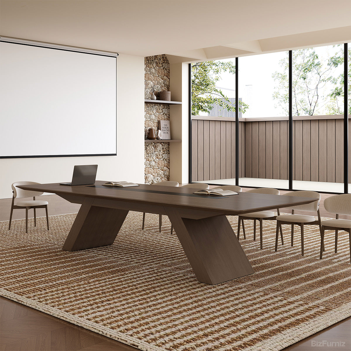 138" Conference Table with Dual Power Hub and Thickened Desktop for 10-14 People product photo 5