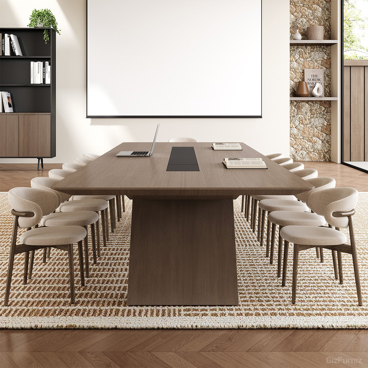 138" Conference Table with Dual Power Hub and Thickened Desktop for 10-14 People product photo 6