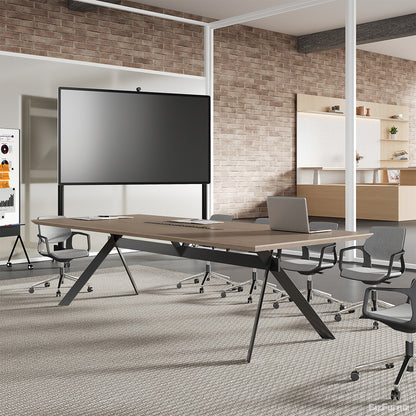 110" Conference Table with AC Outlets, USB Ports, Wood Grain Tabletop & Metal Legs Seating 8-12 People product photo 5