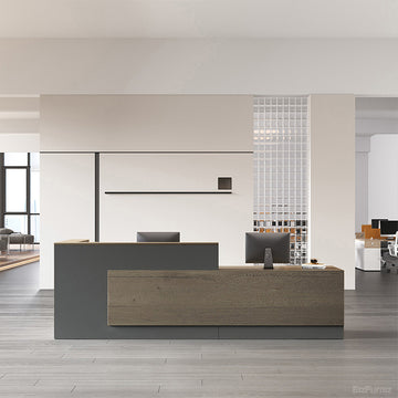 Modern Reception Desk with Counter, Cable Grommet and Cabinets product view 2