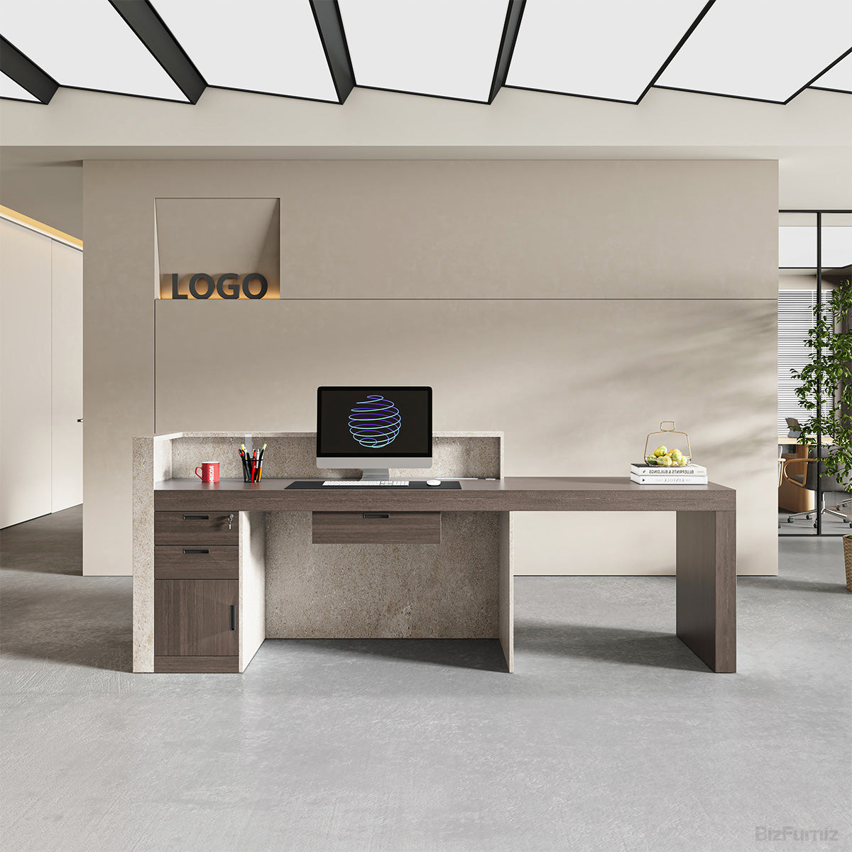 108” Reception Desk with Counter, Drawers, File Hangers & Built-in Power Hub product photo 4