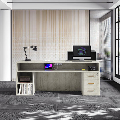 94” Modern Reception Desk with LED Strips, Dual Power Hub & File Hanger product photo 4
