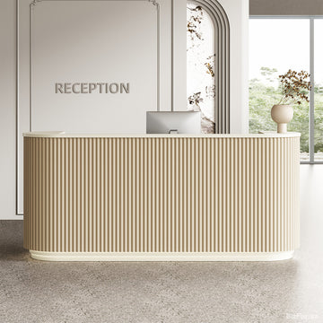 87" L Reception Desk with Warm LED Lighting, Cable Box & Lockable Cabinet for Offices, Hotels & Salons product photo 3