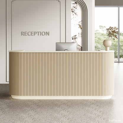 87" L Reception Desk with Warm LED Lighting, Cable Box & Lockable Cabinet for Offices, Hotels & Salons product photo 3