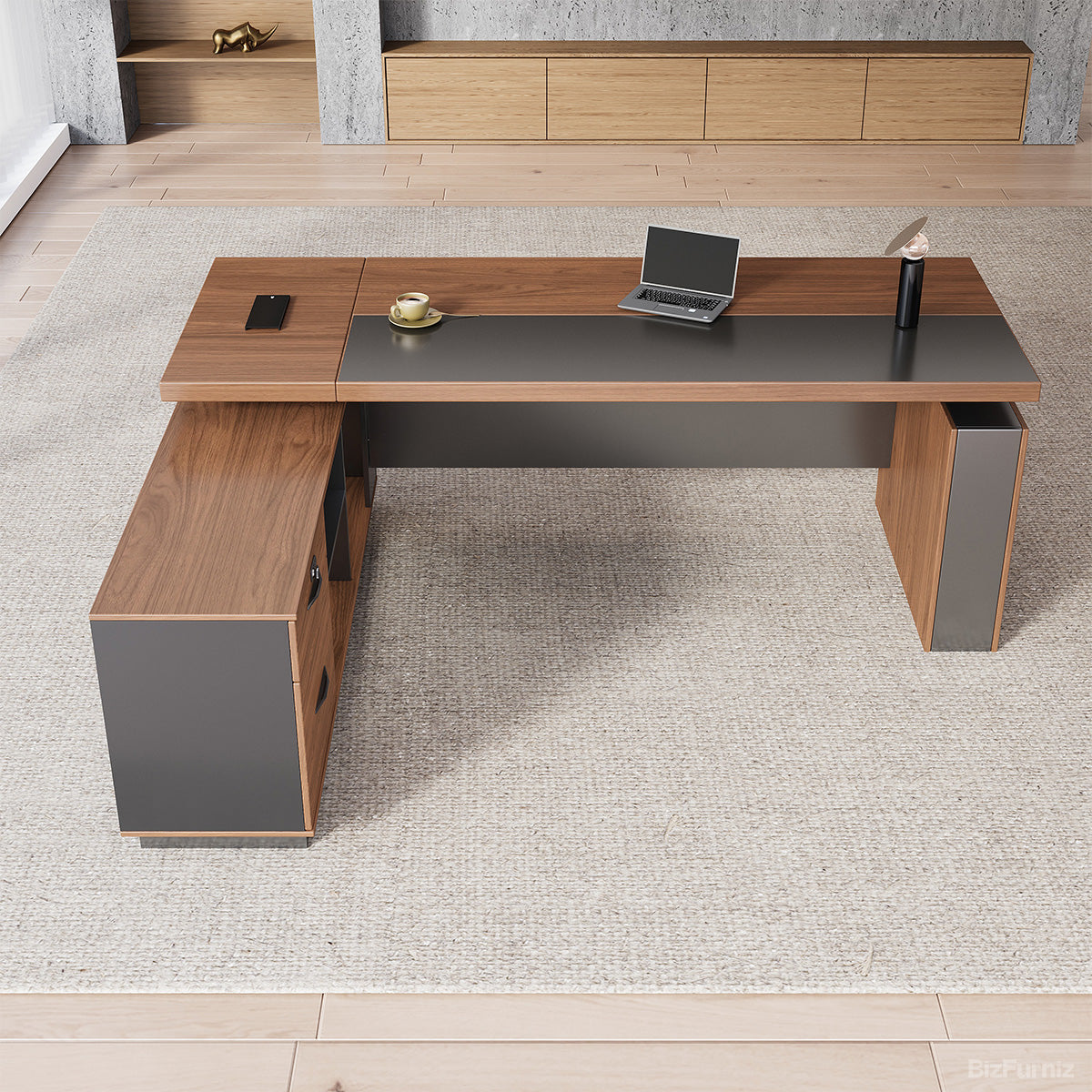 79" Sit-Stand Executive Desk with Smart Control Panel, Power Hub, File Hanger & Lockable Storage (30"-46" Height Adjustable) product photo 14