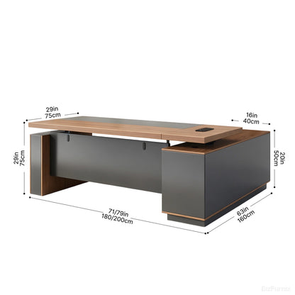 79" Sit-Stand Executive Desk with Smart Control Panel, Power Hub, File Hanger & Lockable Storage (30"-46" Height Adjustable) product photo 11