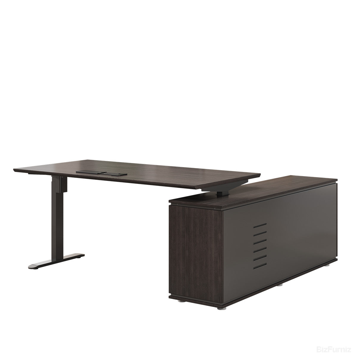 71" / 63" L Electric Height Adjustable Executive Desk with Open & Closed Storage for Modern Workspaces photo 8