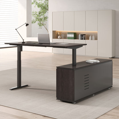 71" / 63" L Electric Height Adjustable Executive Desk with Open & Closed Storage for Modern Workspaces photo 3