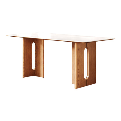 4-Person Dining Table with Sintered Stone Top & Wooden Frame