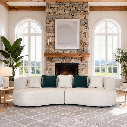 Luxury Curved Bouclé Sectional Sofa for Living Room