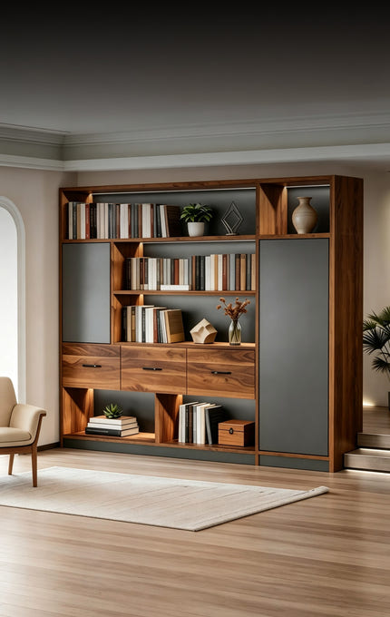 Storage cabinet with open and enclosedcabinet