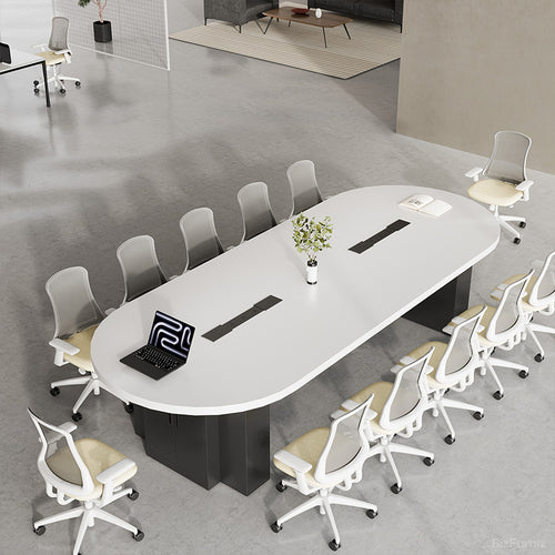 Oval Conference Table with Integrated Cable Management for 10-16 People for modern office workspace