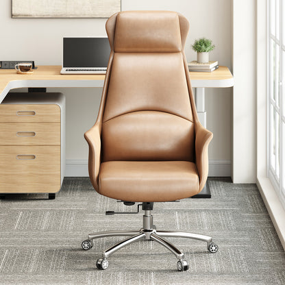 Ergonomic Leather Office Chair with Adjustable Height, Recline and Lumbar Support product view 3