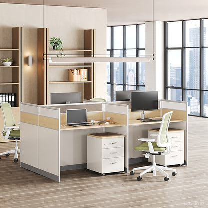 94" 4-Person Office Workstation, Multi-Functional Power Hub and Storage Cabinet for modern office workspace