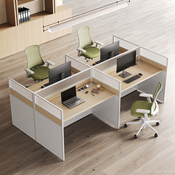 94" 4-Person Office Workstation, Multi-Functional Power Hub & Storage Cabinet photo 1