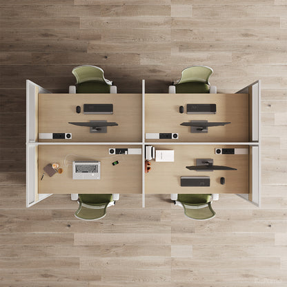 94" 4-Person Office Workstation, Multi-Functional Power Hub & Storage Cabinet photo 2