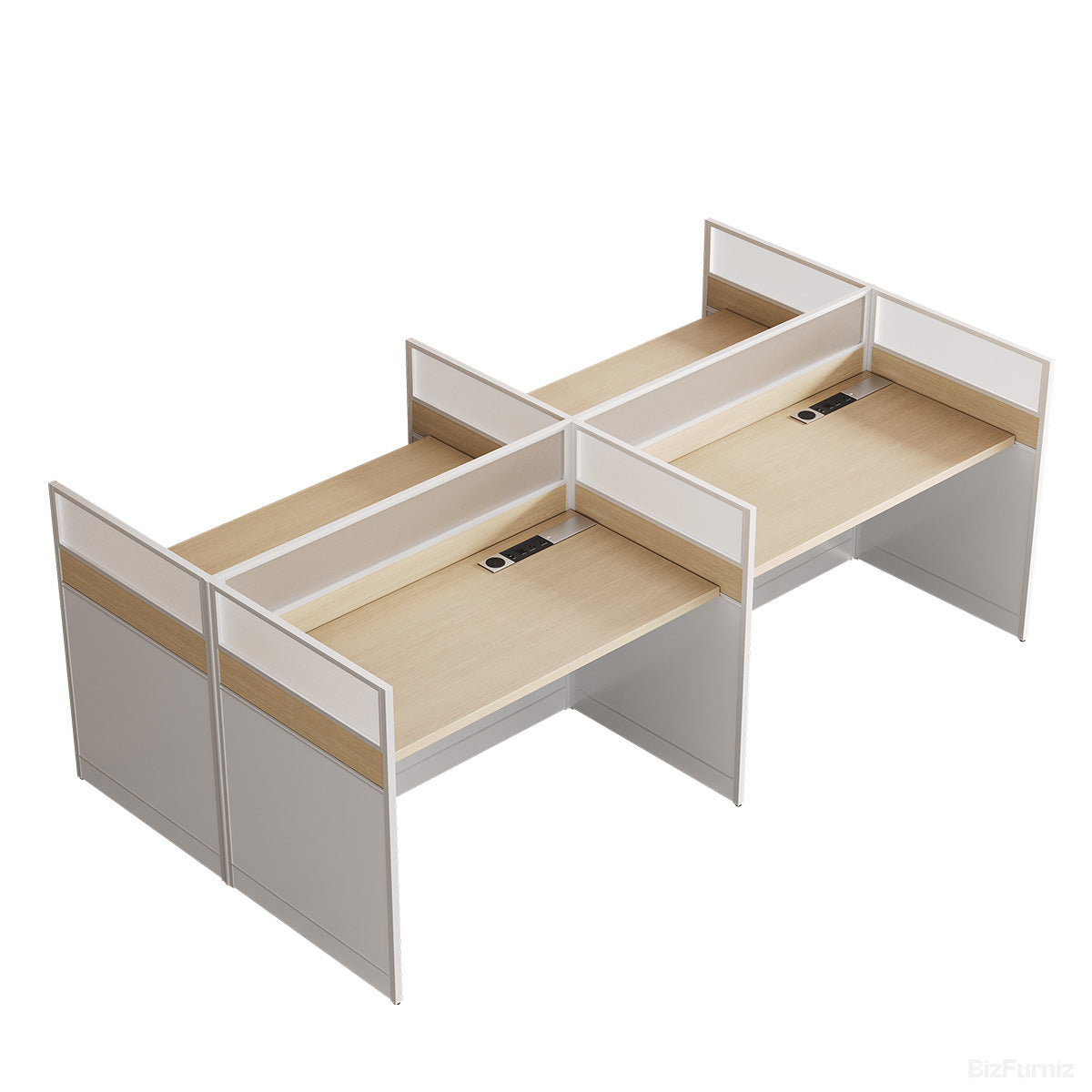 94" 4-Person Office Workstation, Multi-Functional Power Hub & Storage Cabinet photo 5