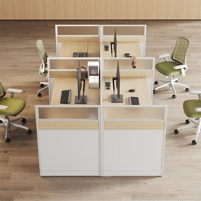 94" 4-Person Office Workstation, Multi-Functional Power Hub & Storage Cabinet photo 4