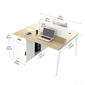 55" 4-person Workstation, Office Desk with Storage and Cable Management for Open Offices product view 4