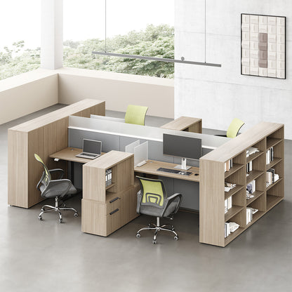6-person Sit-stand Workstation with Integrated Open Shelving, Privacy Screens and 30"-47" Adjustable Height product view 4