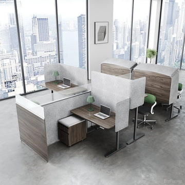 Modular Office Desk with High-Density Privacy Pods, Ergonomic Desks, and Mobile Pedestal Storage photo 1