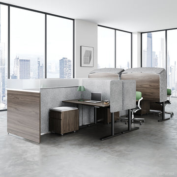 Modular Office Desk with High-Density Privacy Pods, Ergonomic Desks, and Mobile Pedestal Storage photo 2
