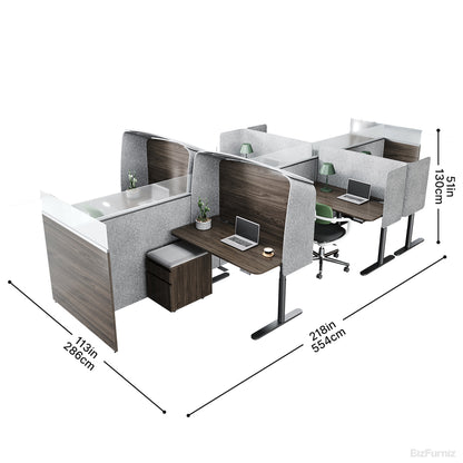 Modular Office Desk with High-Density Privacy Pods, Ergonomic Desks, and Mobile Pedestal Storage photo 5