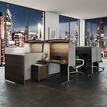 Modular Office Desk with High-Density Privacy Pods, Ergonomic Desks, and Mobile Pedestal Storage photo 4