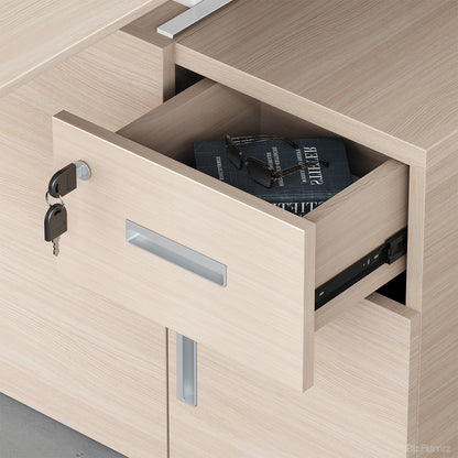 6-person Sit-to-Stand Office Desk with Integrated Storage and Central Privacy Screens 6