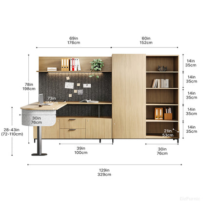 Office Desk Dimensions Diagram with cm/in Measurements