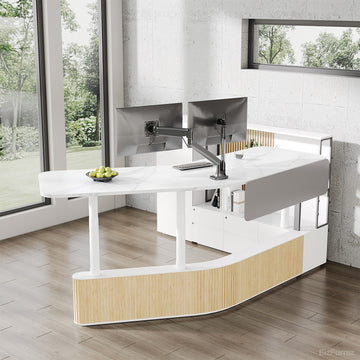 Curved Office Desk with Marble Top