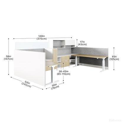 Office Workstation with Dimensions Diagram