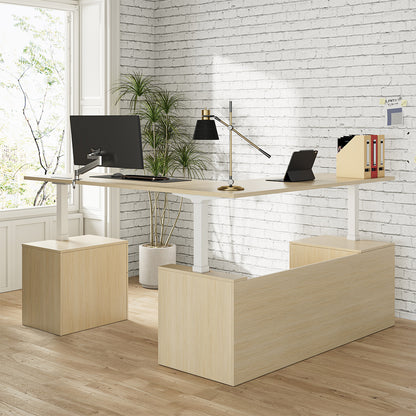 Executive L-Shaped Standing Office Desk with Dual Integrated Mobile File Cabinets, Expansive Sit-Stand Corner product photo 2