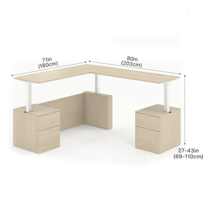 Executive L-Shaped Standing Office Desk with Dual Integrated Mobile File Cabinets, Expansive Sit-Stand Corner product photo 1