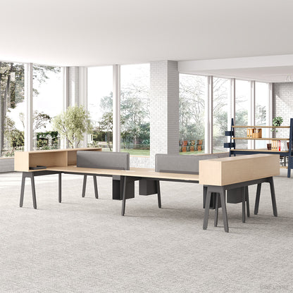 4 Position Office Desk with Privacy Dividers