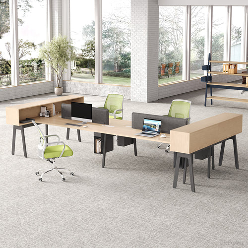 Angled Shot Four-Person Modular Staff Workstation