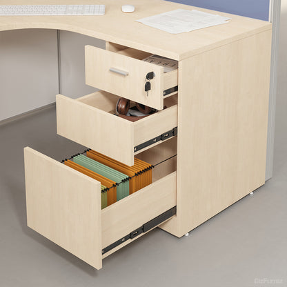 4-person Face-to-face Office Workstation with Oval Cable Box & Lockable File Drawer Storage Cabinet for Collaborative Workspaces photo 3