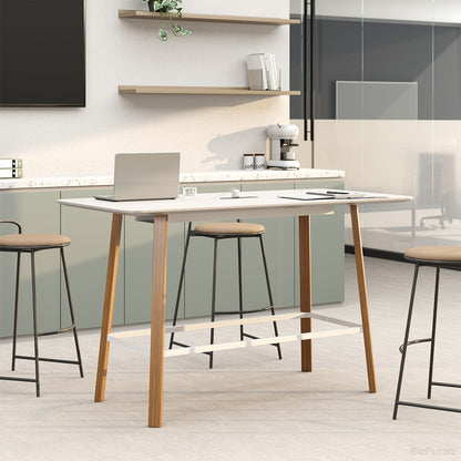 Workstation Bar Table With Wooden Legs In Modern Office