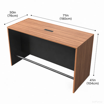 71" L Contemporary Bar Table with Durable Wood, Oval Power Hub and Professional Lobby Presence detail image