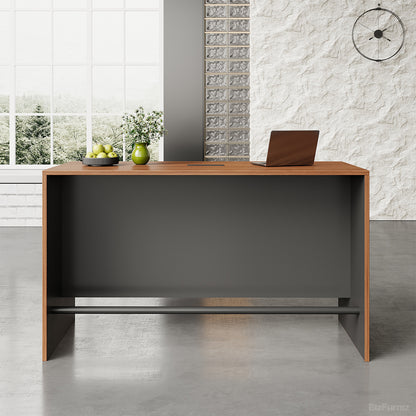 71" L Contemporary Bar Table with Durable Wood, Oval Power Hub and Professional Lobby Presence detail image