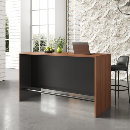 71" L Contemporary Bar Table with Durable Wood, Oval Power Hub and Professional Lobby Presence detail image