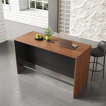 71" L Contemporary Bar Table with Durable Wood, Oval Power Hub and Professional Lobby Presence detail image