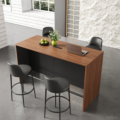 71" L Contemporary Bar Table with Durable Wood, Oval Power Hub and Professional Lobby Presence detail image