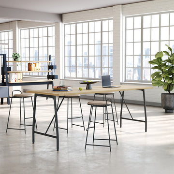 Comfortable Bar Height Stool with Backrest and Footrest for High Desks for modern office workspace