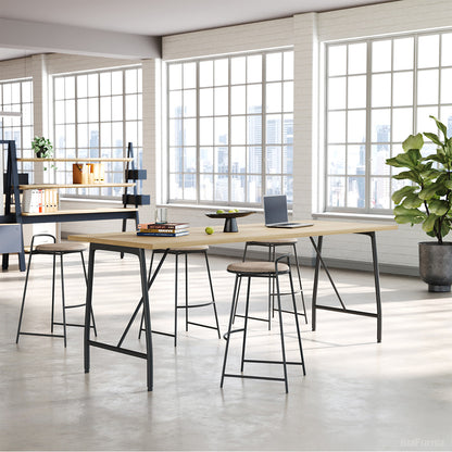 6-Person High-top Table with Metal Frame for Breakroom, Pantry, Cafe & Restaurant